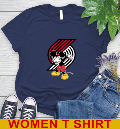 Portland Trail Blazers NBA Basketball Dabbing Mickey Disney Sports Women's T-Shirt 12