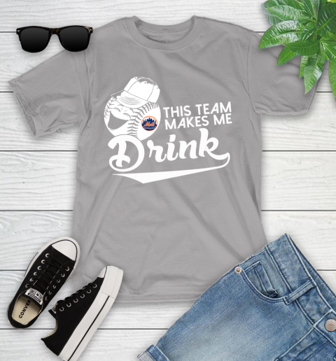New York Mets MLB Baseball This Team Makes Me Drink Adoring Fan Youth T-Shirt 4