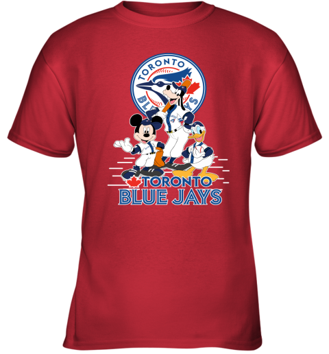 Toronto Blue Jays Mickey Donald And Goofy Baseball Youth T-Shirt 