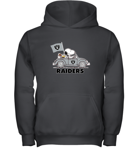 Snoopy And Woodstock Ride The Oakland Raiders Car NFL Youth Hoodie