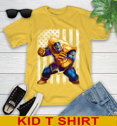 NBA Basketball Oklahoma City Thunder Thanos Marvel American Flag Shirt Youth T-Shirt 9