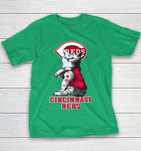 MLB Baseball My Cat Loves Cincinnati Reds Youth T-Shirt 3