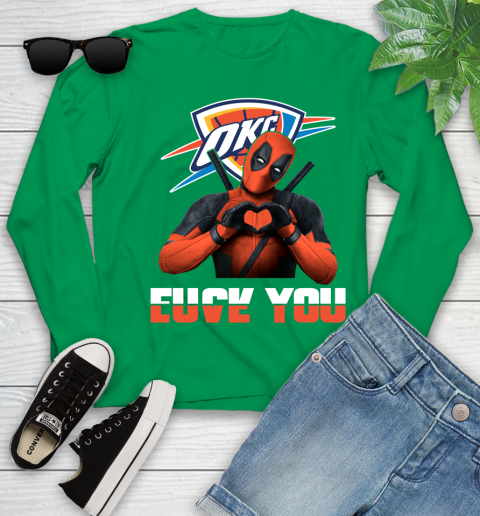 NBA Oklahoma City Thunder Deadpool Love You Fuck You Basketball Sports Youth Long Sleeve 7