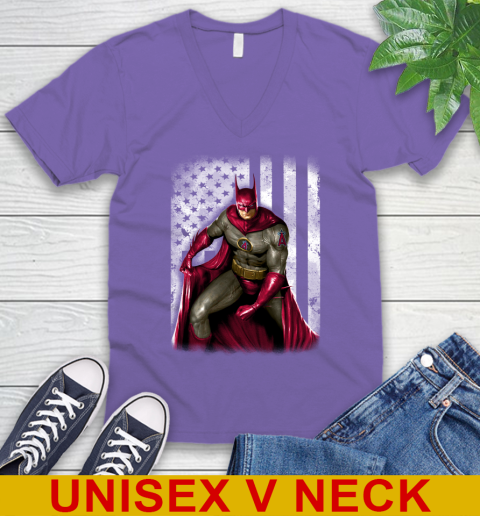 Los Angeles Angels MLB Baseball Batman DC American Flag Shirt V-Neck T-Shirt - Image 9