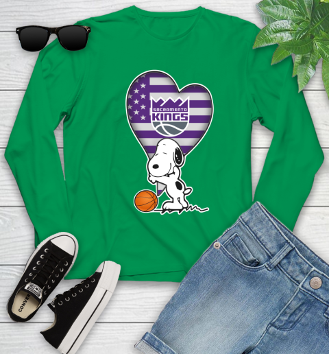 Sacramento Kings NBA Basketball The Peanuts Movie Adorable Snoopy Youth Long Sleeve 6