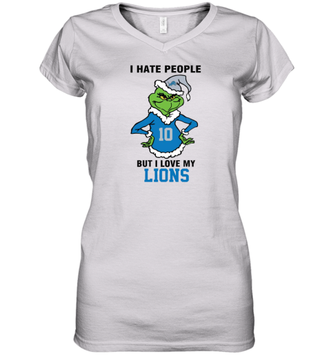 I Hate People But I Love My Lions Detroit Lions NFL Teams Women's V-Neck T-Shirt