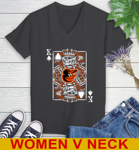 Baltimore Orioles MLB Baseball The King Of Spades Death Cards Shirt Women's V-Neck T-Shirt 8