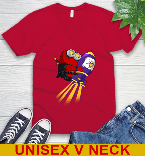 NFL Football Minnesota Vikings Deadpool Minion Marvel Shirt V-Neck T-Shirt 7 NFL Football Minnesota Vikings Deadpool Minion Marvel Shirt V-Neck T-Shirt - Image 7