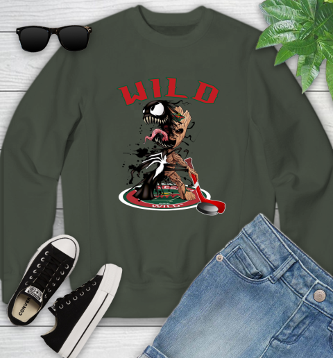 NHL Minnesota Wild Hockey Venom Groot Guardians Of The Galaxy Youth Sweatshirt 10