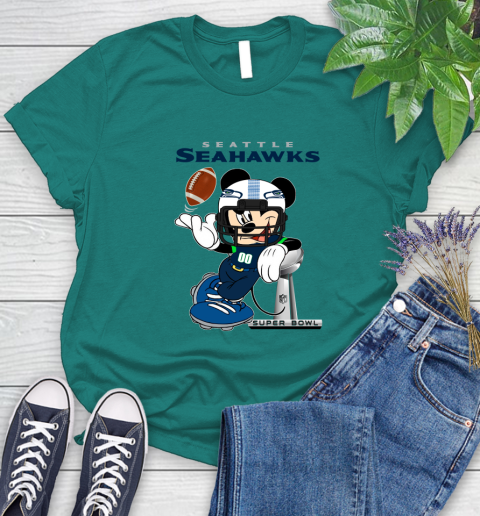 NFL Seattle Seahawks Mickey Mouse Disney Super Bowl Football T Shirt Women's T-Shirt 12