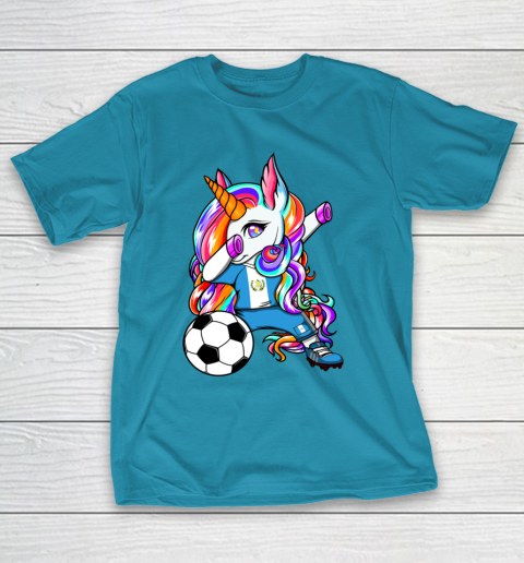 Dabbing Unicorn Guatemala Soccer Fans Jersey Flag Football T-Shirt 8