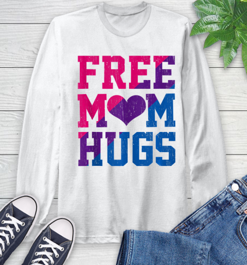 Nurse Shirt Vintage Free Mom Hugs Bisexual Heart LGBT Pride flag Shirt Long Sleeve T-Shirt