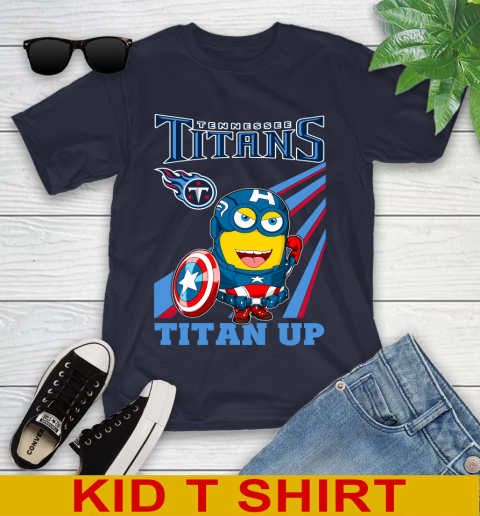 NFL Football Tennessee Titans Captain America Marvel Avengers Minion Titan Up Shirt Youth T-Shirt 2