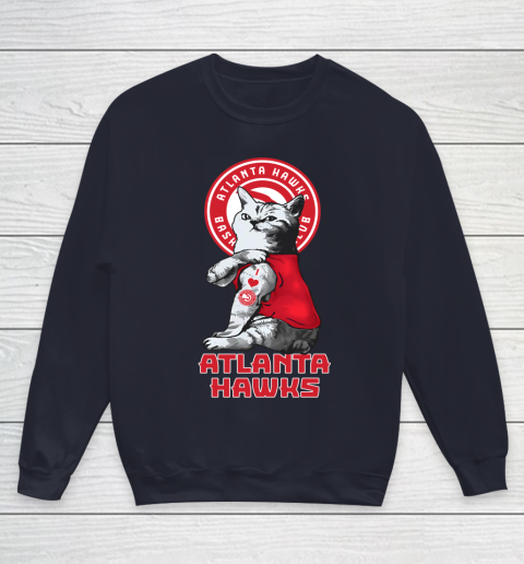 NBA Basketball My Cat Loves Atlanta Hawks Youth Sweatshirt 2