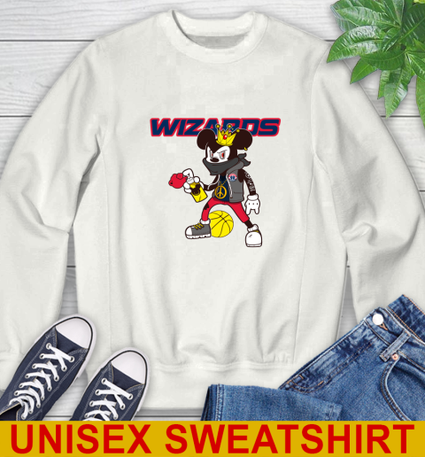 Washington Wizards NBA Basketball Mickey Peace Sign Sports Sweatshirt