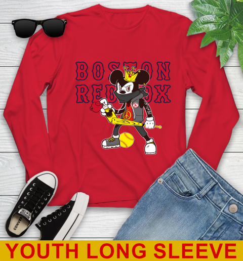 Boston Red Sox MLB Baseball Mickey Peace Sign Sports Youth Long Sleeve 11