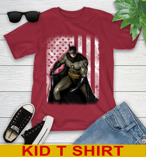 Oakland Raiders NFL Football Batman DC American Flag Shirt Youth T-Shirt 12