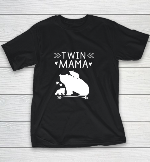 Twin Mama Bear With 2 Baby Cubs Heart Arrow Bear Youth T-Shirt