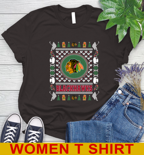 Chicago Blackhawks Merry Christmas NHL Hockey Loyal Fan Women's T-Shirt 9