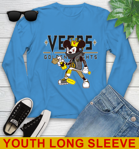 Vegas Golden Knights NHL Hockey Mickey Peace Sign Sports Youth Long Sleeve - Image 9