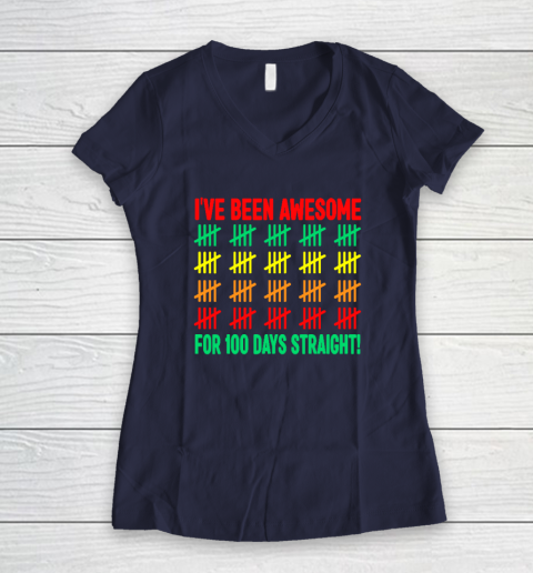 100 Days of School Shirt Kids 100th Day of School Women's V-Neck T-Shirt 7