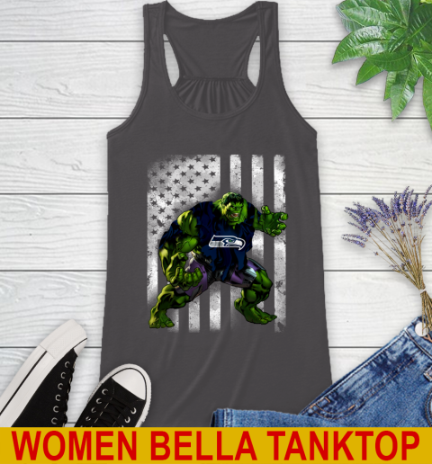Seattle Seahawks Hulk Marvel Avengers NFL Football American Flag Racerback Tank 10