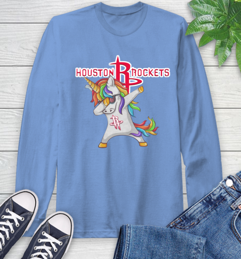 Houston Rockets NBA Basketball Funny Unicorn Dabbing Sports Long Sleeve T-Shirt 11