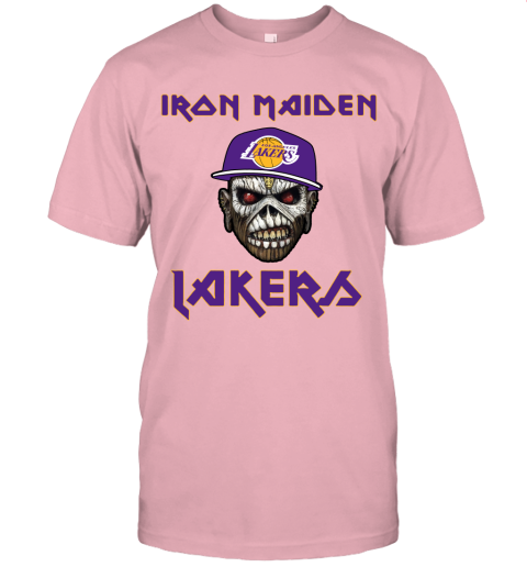 in4w nba los angeles lakers iron maiden rock band music basketball jersey t shirt 60 front pink