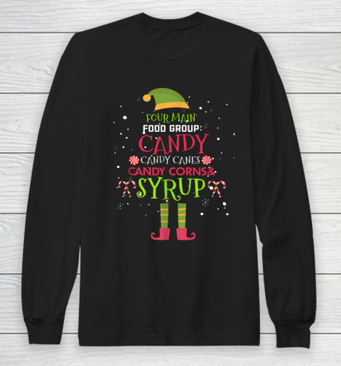 Four Main Food Groups Elf Buddy Christmas Pajama Long Sleeve T-Shirt