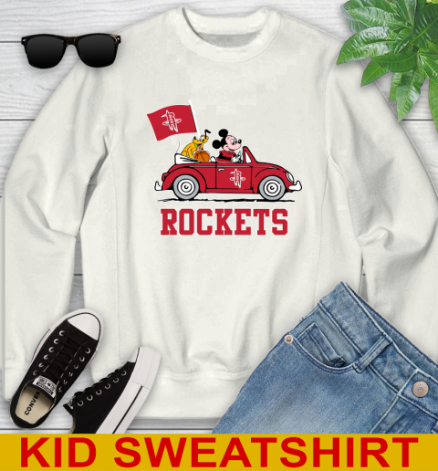 NBA Basketball Houston Rockets Pluto Mickey Driving Disney Shirt Youth Sweatshirt