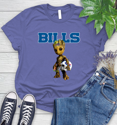 Buffalo Bills NFL Football Groot Marvel Guardians Of The Galaxy Women's T-Shirt 11