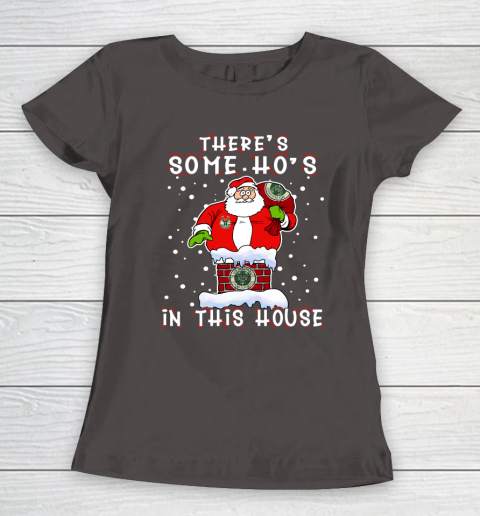 Milwaukee Bucks Christmas There Is Some Hos In This House Santa Stuck In The Chimney NBA Women's T-Shirt 7