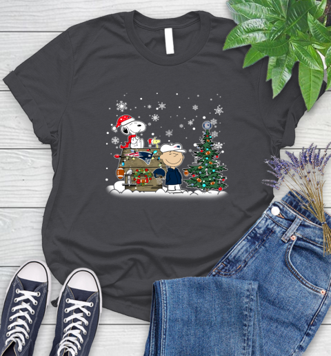 NFL New England Patriots Snoopy Charlie Brown Christmas Football Super Bowl Sports Women's T-Shirt 8