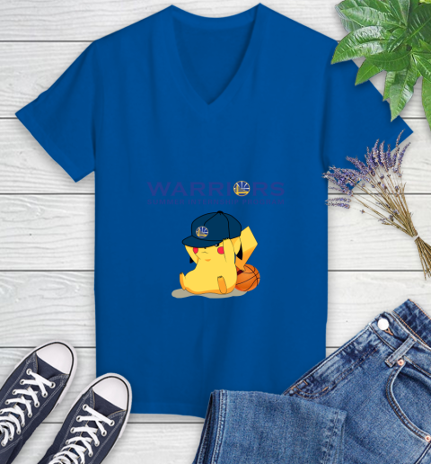 NBA Pikachu Basketball Sports Golden State Warriors Women's V-Neck T-Shirt 10