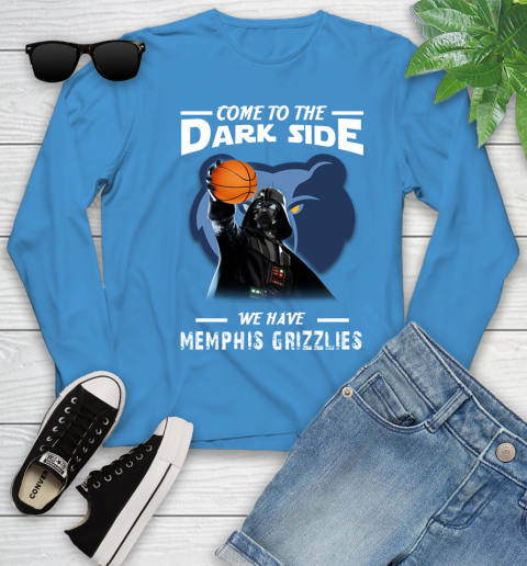 NBA Come To The Dark Side We Have Memphis Grizzlies Star Wars Darth Vader Basketball Youth Long Sleeve 8