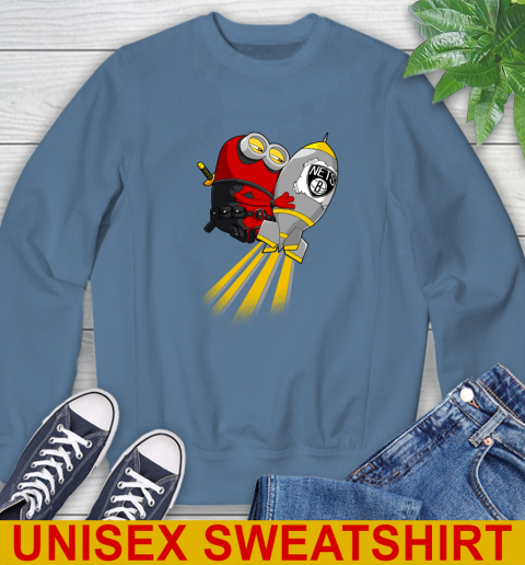 NBA Basketball Brooklyn Nets Deadpool Minion Marvel Shirt Sweatshirt - Image 11