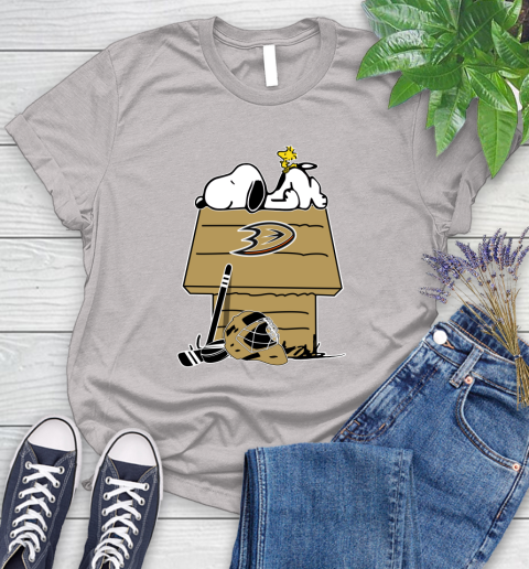 Anaheim Ducks NHL Hockey Snoopy Woodstock The Peanuts Movie Women's T-Shirt 10