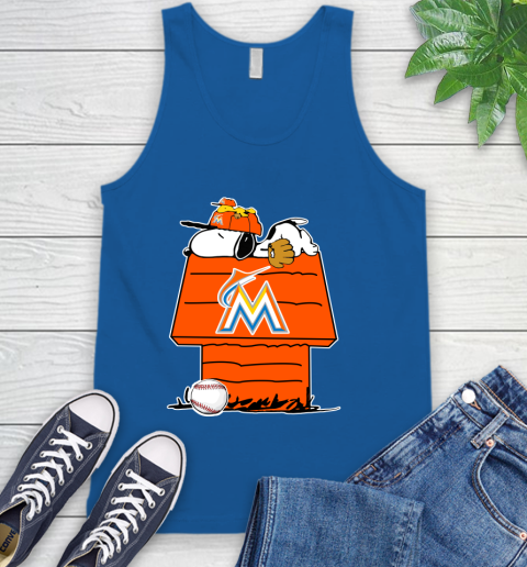 MLB Miami Marlins Snoopy Woodstock The Peanuts Movie Baseball T Shirt Tank Top 5