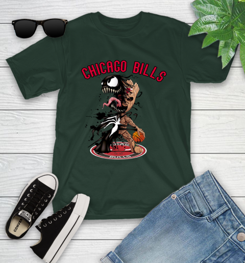 NBA Chicago Bulls Basketball Venom Groot Guardians Of The Galaxy Youth T-Shirt 5