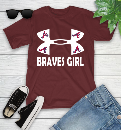 MLB Atlanta Braves Under Armour Baseball Sports Youth T Shirt Tee For Sports