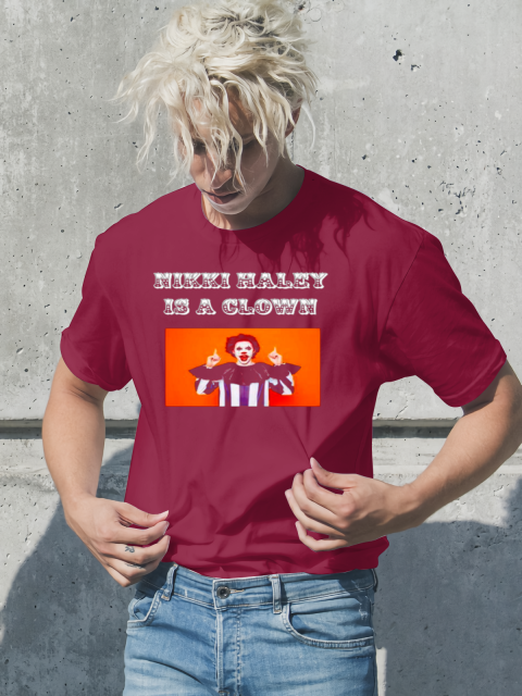 ku5p nikki haley is a clown classic t shirt 2 front cardinal