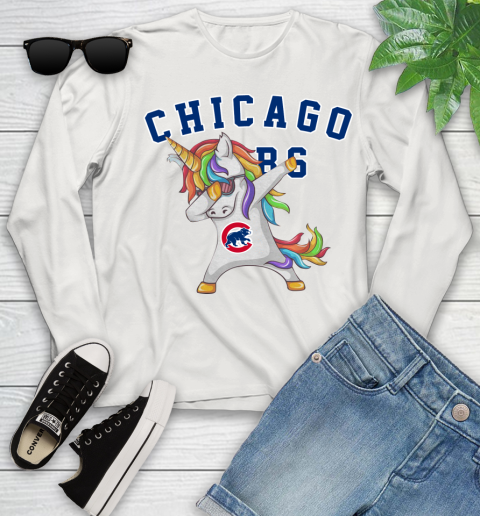 Chicago Cubs MLB Baseball Funny Unicorn Dabbing Sports Youth Long Sleeve 12