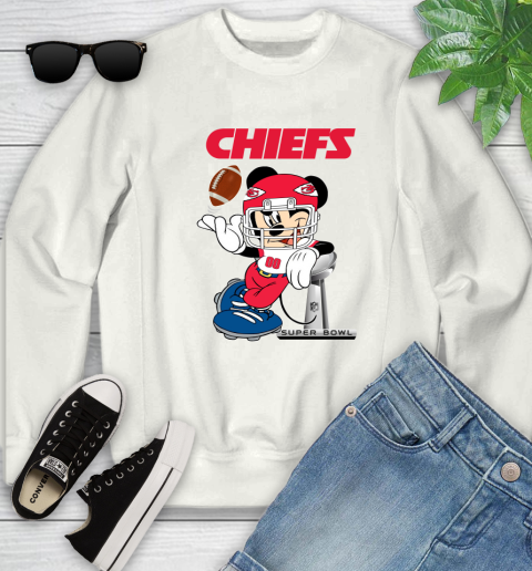 NFL Kansas city chiefs Mickey Mouse Disney Super Bowl Football T Shirt Youth Sweatshirt