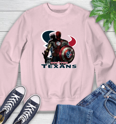 NFL Captain America Thor Spider Man Hawkeye Avengers Endgame Football Houston Texans Sweatshirt 9