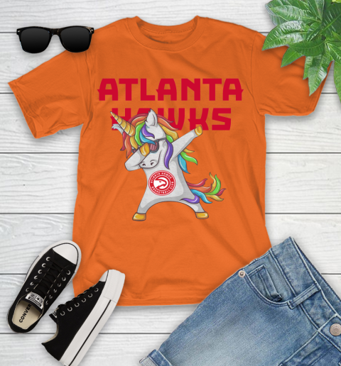 Atlanta Hawks NBA Basketball Funny Unicorn Dabbing Sports Youth T-Shirt 7