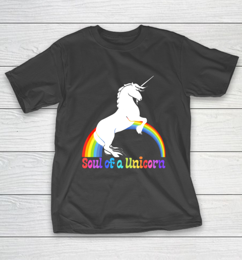 White Unicorn Rainbow Colors Soul of a Unicorn Fun Fashion T-Shirt