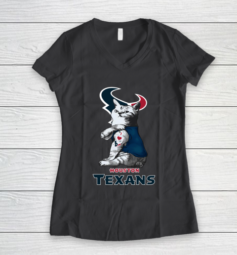 NFL Football My Cat Loves Houston Texans Women's V-Neck T-Shirt 7 NFL Football My Cat Loves Houston Texans Women's V-Neck T-Shirt - Image 7