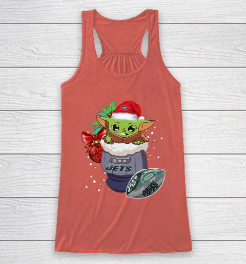 New York Jets Christmas Baby Yoda Star Wars Funny Happy NFL Racerback Tank 4