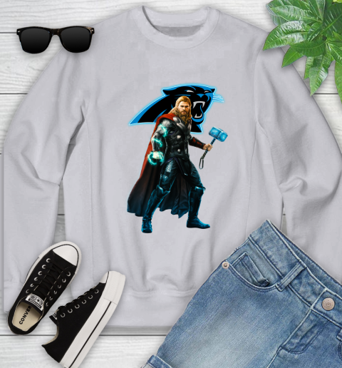 NFL Thor Avengers Endgame Football Carolina Panthers Youth Sweatshirt 4