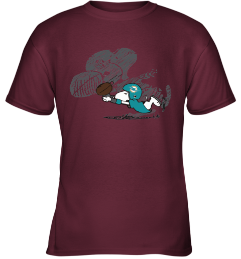Miami Dolphins Snoopy Plays The Football Game Youth T-Shirt